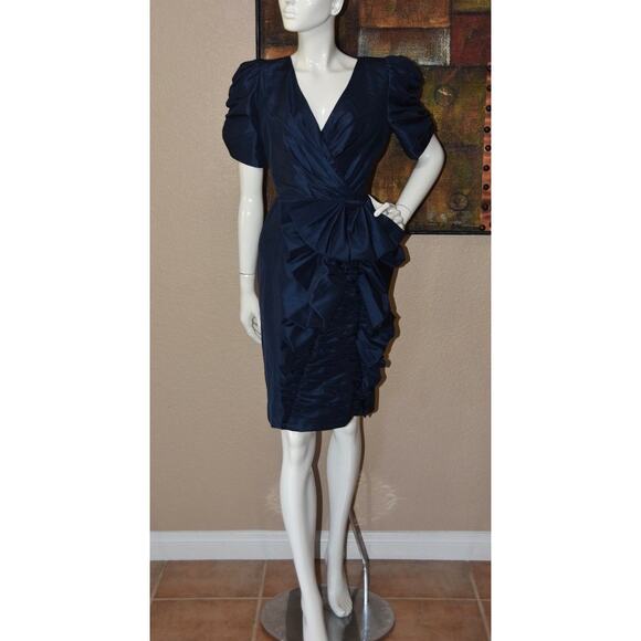 Amen Wardy Designer Vintage Satin Cocktail Party Dress - Picture 2 of 8